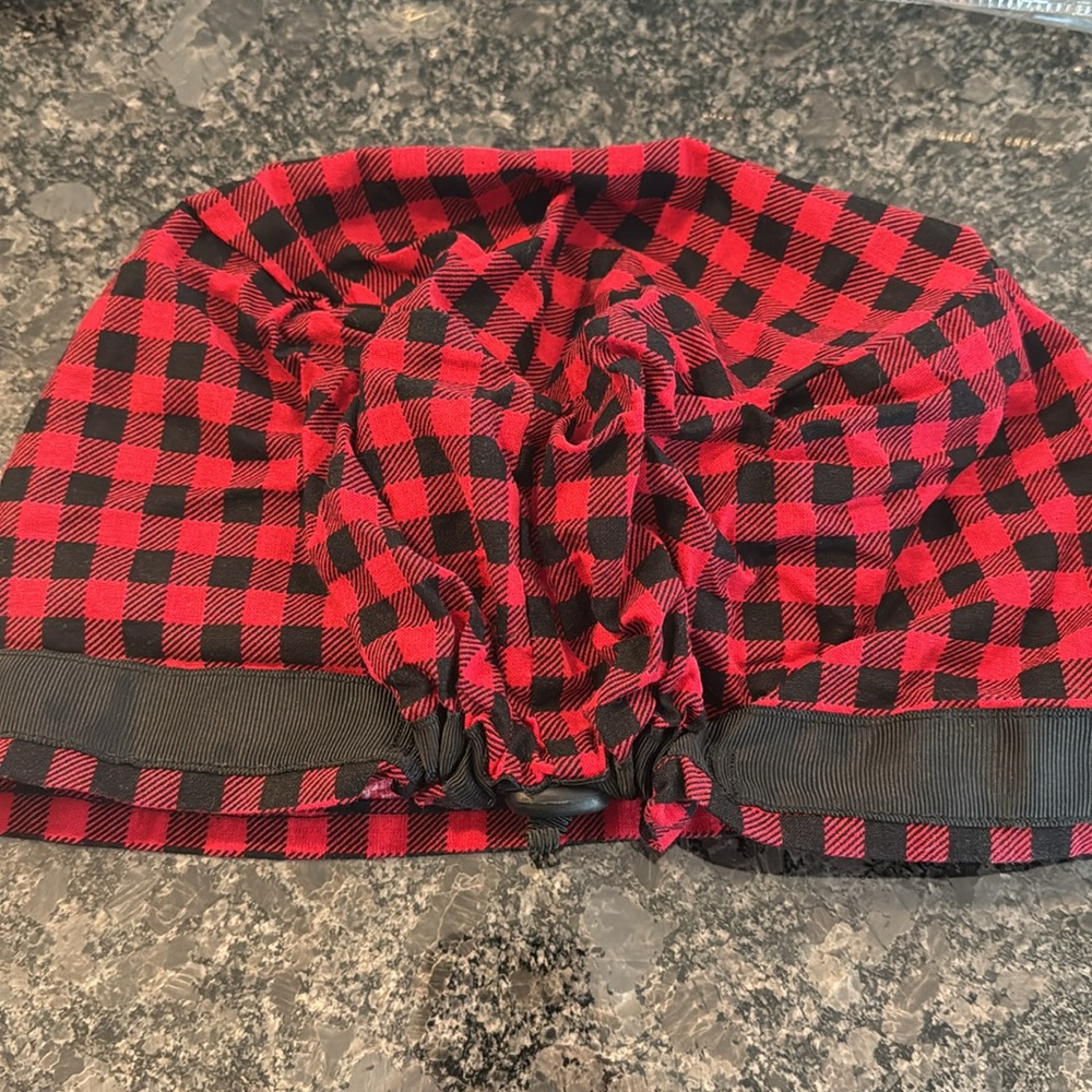 Red and Black Buffalo Check Print Scrub hat - Picture 2 of 4